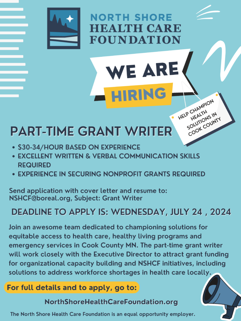 We are hiring an experienced part-time grant writer. Deadline to apply is Wednesday, July 24, 2024.